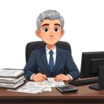 cartoon of male accountant/treasurer