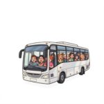 Day Trip Organiser 1 represented by a cartoon coach  full of u3a members