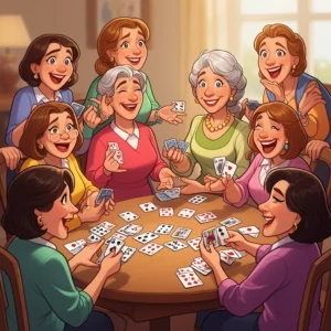 Cartoon of u3a canasta and cards group.