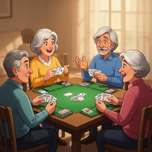 Cartoon of u3a bridge group.