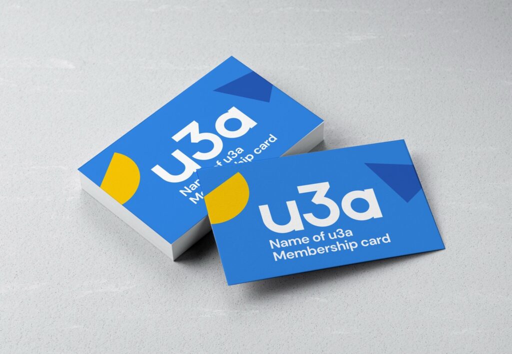 Sample u3a membership cards.